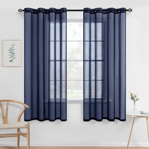 Vista 28 de MIULEE 2 paneles de cortinas semitransparentes beige para ventana, elegantes con ojales en la parte superior, cortinas de gasa