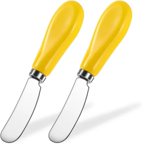 Vista 16 de AISBUGUR Paquete de 2 cuchillos esparcidores de mantequilla de acero inoxidable, cuchillo de mantequilla con mango de porcelana blanca, cuchillos