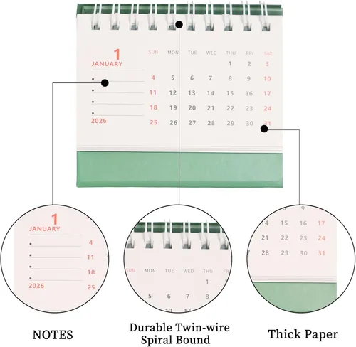 Vista 5 de Koqye Calendario de escritorio pequeño 2025-2026, de julio de 2025 a diciembre de 2026, calendario de escritorio pequeño con tapa abatible