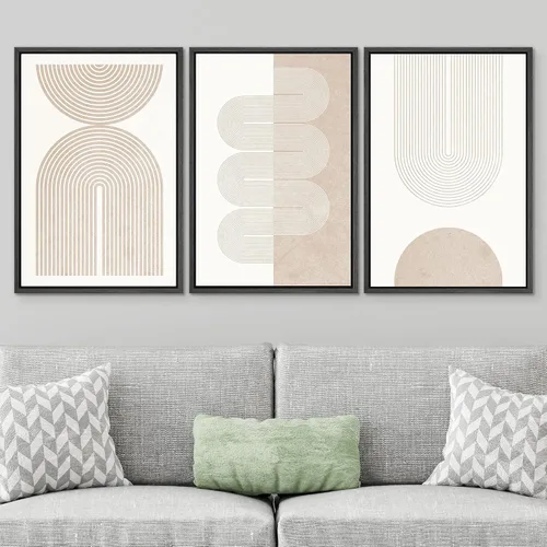 Vista 26 de SIGNWIN Lienzo enmarcado para pared, juego de arte pastel con cadena montañosa, bosque, niebla, naturaleza silvestre, ilustraciones modernas, arte