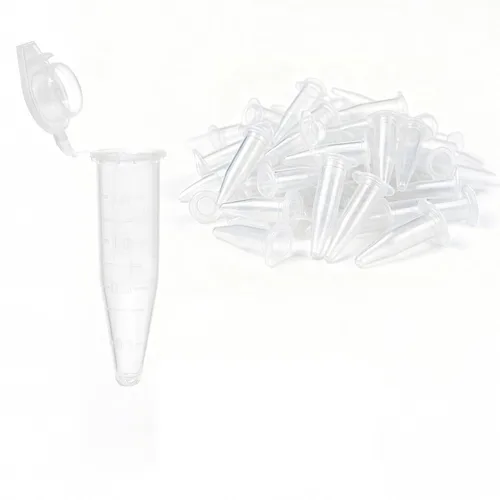 Vista 10 de 100 tubos de centrífuga de 0.1 fl oz inferior con tapa, tubo de ensayo de plástico transparente con viales graduados, tubos pequeños con tapas