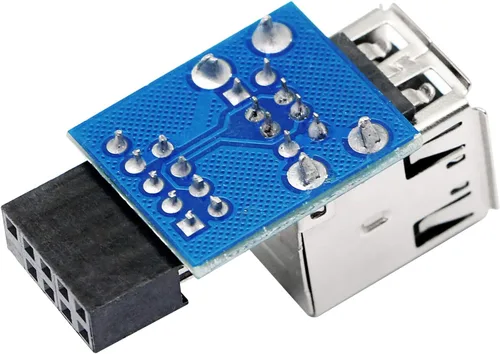 Vista 2 de SinLoon 9pin USB 2.0 hembra pin dual 2 puertos USB placa base adaptador de cabezal de doble capa para PC (dual)
