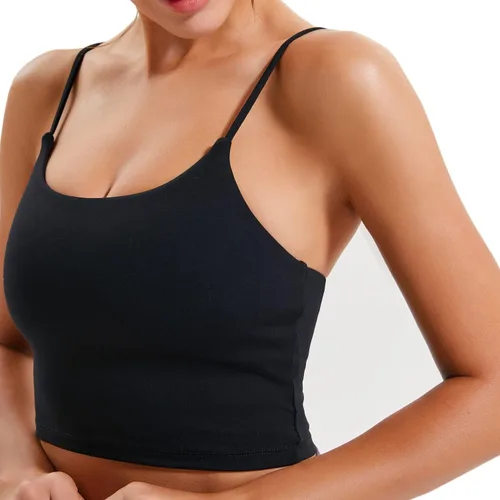 Vista 3 de Nesyd Sujetador deportivo acolchado para mujer, para entrenamiento, yoga, fitness, gimnasio, correr, camiseta sin mangas