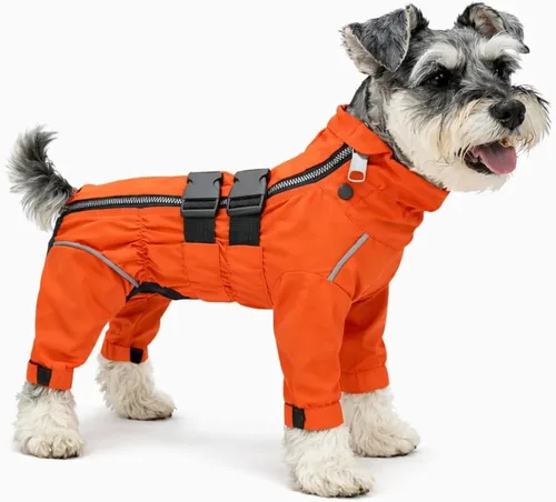 Vista 15 de Lovelonglong - Chaqueta impermeable para perros, ligera, impermeable, reflectante, resistente al viento, a prueba de nieve, para perros pequeños