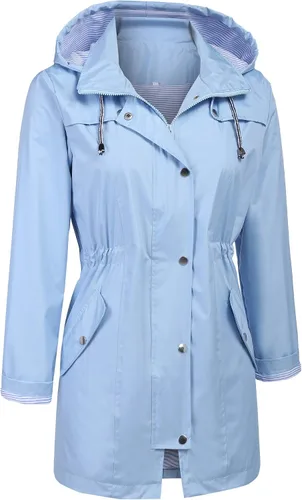 Vista 3 de Zcfire Chubasqueros para mujer, rompevientos, impermeable, ligera, con capucha, para exteriores, tallas S-XXL