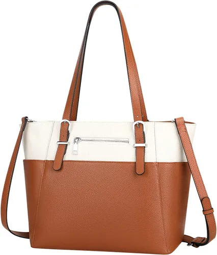 Vista 2 de Over Earth Women Leather Handbags Genuine Leather Tote Shoulder Bag with Multi Pockets