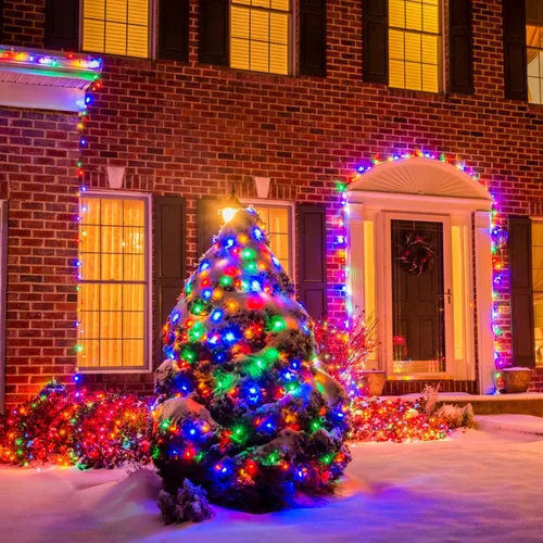 Vista 7 de 100 luces LED de 15 metros de bolas de Navidad redondas G30 al aire libre, luces de bolas pequeñas de Navidad redondas G30, impermeables