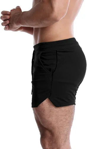 Vista 2 de EVERWORTH Pantalones cortos de entrenamiento para hombre con entrepierna de 5 pulgadas, pantalones cortos de gimnasio, culturismo, pantalones cortos