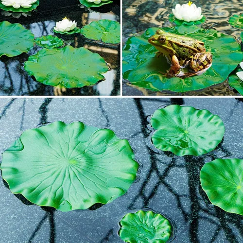 Vista 6 de Lily Pad para estanques, 9 piezas de loto artificial