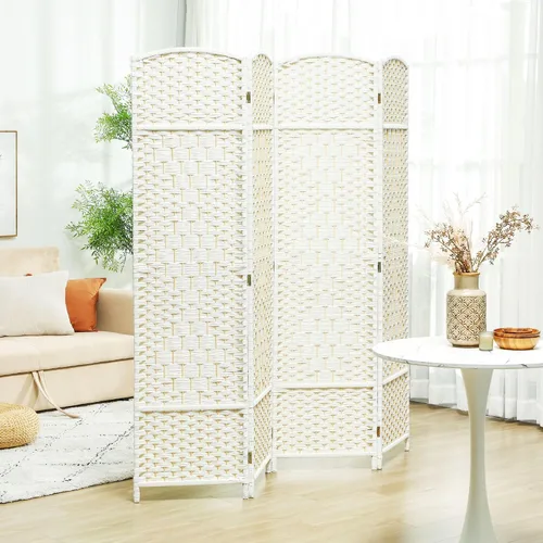 Vista 2 de 4Panel 6ft Wood Folding Privacy Room Divider Freestanding White Premium Wood Finish Easy Adjustability Spacious Configuration
