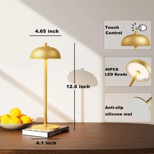 Vista 7 de Lámpara de mesa inalámbrica recargable – Luz de mesa con pilas de 5000 mAh, lámpara de mesa LED regulable continua de 3 colores con función