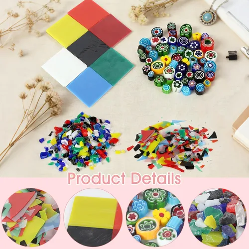 Vista 5 de 4 bolsas COE90 COE90 Juego de chatarra de vidrio dicroico MillefioriGlass frita de vidrio de ópalo de confeti de vidrio fusible surtido fusible