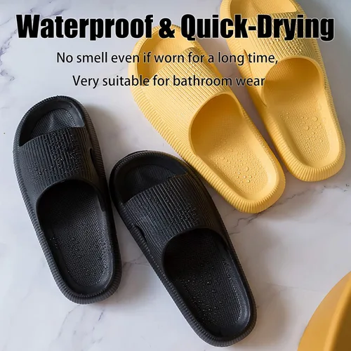 Vista 5 de rosyclo Pantuflas con sensación de nube para mujeres y hombres, pantuflas acolchadas para la ducha, sandalias de baño, máxima comodidad, ligeras