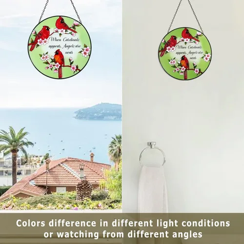 Vista 4 de Atrapasoles para colgar vidrieras de 10 pulgadas con panel de vidrio hecho a mano, decoración de ventana, regalo para mamá y abuela