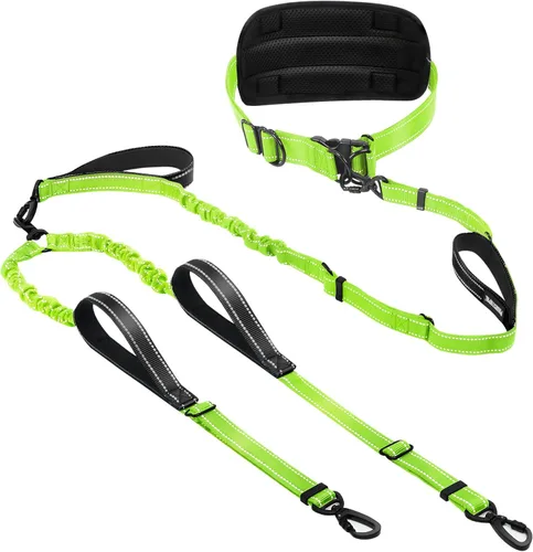 Vista 8 de Correa de perro grande manos libres, correa elástica de 6 a 8 pies con cinturón para perro de hasta 150 libras, correr, caminar, trotar