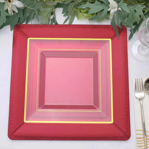 Vista 9 de Efavormart - Paquete de 10 bandejas cuadradas de 13 pulgadas, 1100 GSM, de cuero extra rígido con textura de cartón, platos para bodas de otoño