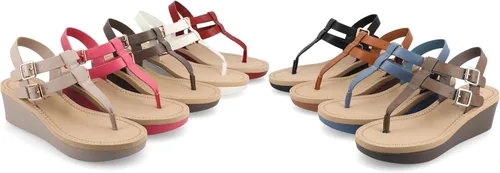 Vista 5 de Journee - Sandalias de tacón de cuña para mujer con plataforma y hebilla, correa al tobillo