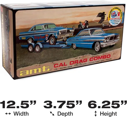 Vista 6 de AMT Cal Drag Combo 1964 Galaxie, AWB Falcon & Trailer Kit de modelo a escala 1:25