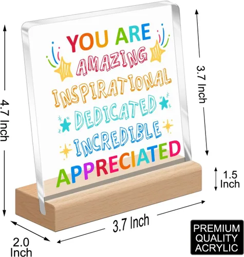 Vista 2 de Decoración inspiradora de escritorio, regalos de aliento para mujeres, niñas, mejores amigos, compañeros de trabajo, letrero de placa acrílica