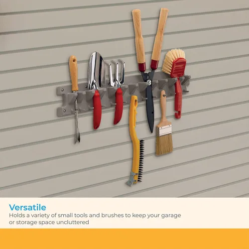 Vista 5 de Suncast 2' Wall Mount Tool Organizer for Hanging Lawn and Garden Tools, 30 lb. Weight Capacity, Gray, Made in the USA