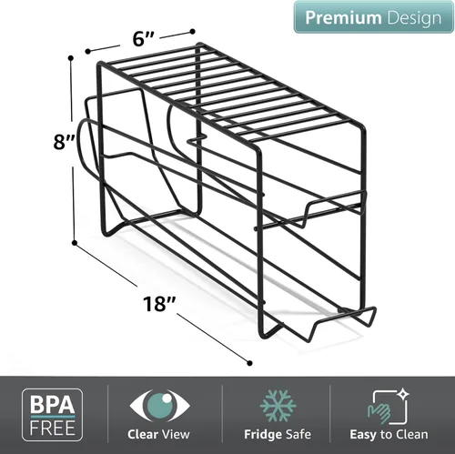 Vista 2 de Sorbus Soda - Dispensador y organizador de bebidas para 12 latas estándar de 12 onzas, compatible con refrigerador (1 paquete, negro)