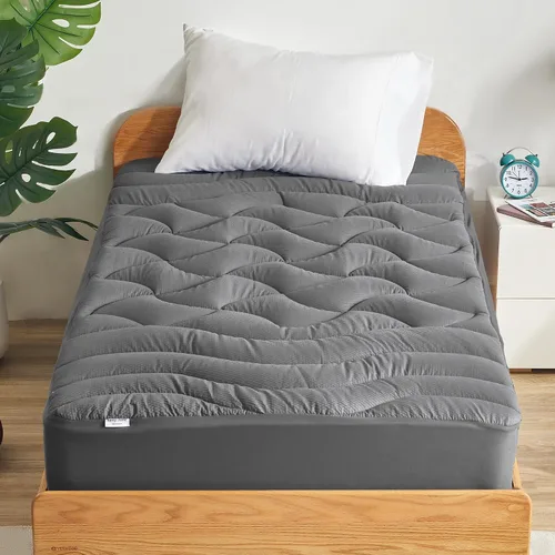 Vista 24 de SLEEP ZONE - Cubrecolchón refrescante, funda de colchón fresca, protector acolchado con zonas, transpirable y lavable, bolsillo profundo de 8-21
