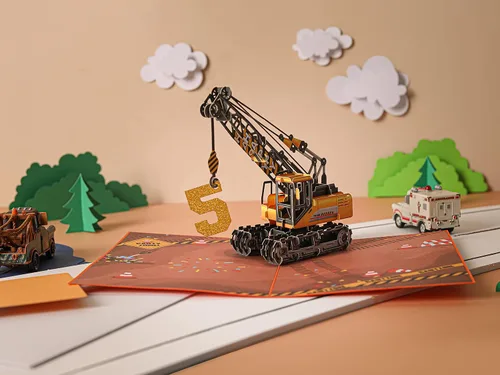 Vista 2 de Liif Tarjeta de cumpleaños emergente 3D para niño de 5 años, sobre incluido