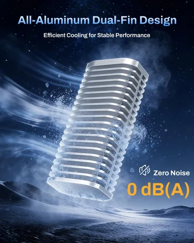 Vista 2 de TERRAMASTER Carcasa para SSD Pro D1 SSD Pro 80Gbps M.2 NVMe, hasta 7061 MB/s, carcasa de aluminio con refrigeración eficiente, cero ruido
