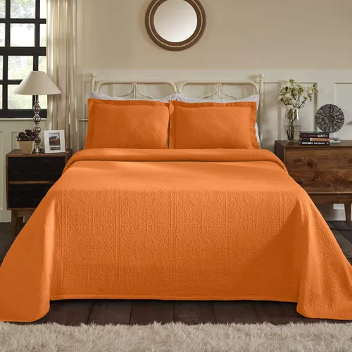 Vista 6 de Cubrecama con funda de almohada. Mandarina