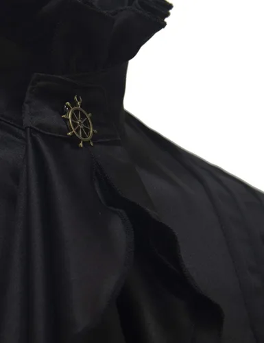 Vista 4 de Crubelon Camisa pirata renacentista gótica victoriana para hombre Negro