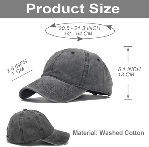 Vista 2 de 4 gorras de béisbol para niños pequeños, gorra de béisbol de algodón lavado, ajustable, para niños y niñas