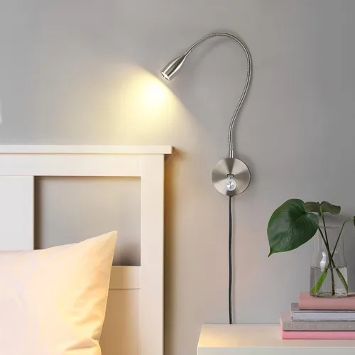 Vista 7 de Luz LED de lectura de pared con puerto de carga USB, interruptor regulable táctil, lámpara de noche de cuello de cisne, brazo flexible, 3 W