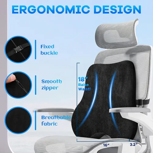 Vista 3 de Juego de cojín de asiento de espuma viscoelástica y almohada de apoyo lumbar de terciopelo suave, cojines de silla de computadora cómodos