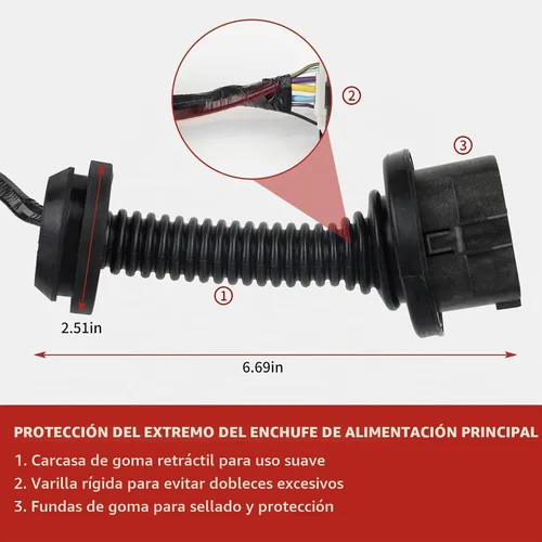 Vista 6 de Conjunto de cable de puente para puerta trasera lado del conductor 2009-2014 Compatible con Ford F150 Cabina de tripulación Sustituye a