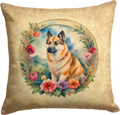 Vista 247 de Caroline's Treasures DAC2072PW1414 Affenpinscher and Flowers - Almohada decorativa de tela, lavable a máquina, para interiores y exteriores
