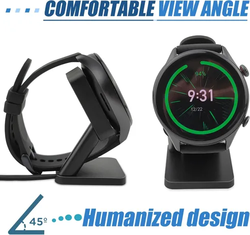 Vista 3 de Soporte de cargador de repuesto compatible con Amazfit GTR 4, GTR 3, GTR 3 Pro, reloj inteligente GTS 3, base de carga con cable de carga USB