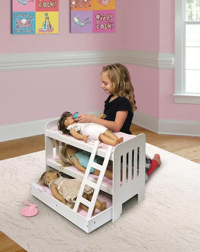 Vista 5 de Badger Basket Literas con cama corrediza muñecas con escalera (se ajusta American Girl Dolls). Fits dolls up to 22"; bunk bed with trundle