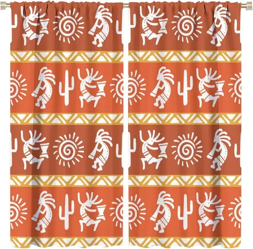 Vista 10 de Kokopelli - Cortinas opacas para cocina, decoración de sala de estar, dormitorio, 21 x 45 pulgadas, 2 paneles