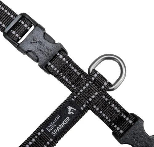 Vista 4 de EXCELLENT ELITE SPANKER Arnés sin tirones para perro, chaleco de nailon reflectante en forma de L, ajustable y fácil para mascotas, para razas Negro