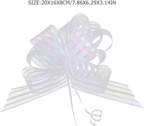 Vista 7 de EXCEART 20 lazos de regalo de organza grandes para envolver regalos, cinta blanca para Navidad, vacaciones, cumpleaños, boda, regalo, floristería