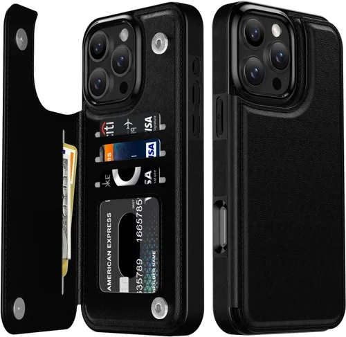 Vista 166 de LETO para iPhone 15 Pro Funda tipo cartera - Tapa tipo folio con patada - Diseños de moda - Tarjetero - Funda protectora para mujeres y niñas - 6.1