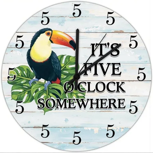 Vista 8 de Farmhouse Silent Wooden Wall Clock Non-Ticking Battery Operated 10" Retro Rustic Arabic Numerals Colorful Decorative Small Wall Clocks for Living