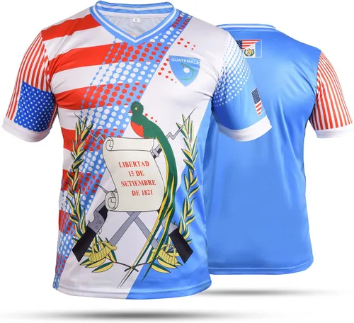 Vista 4 de Fury Camiseta de fútbol con la bandera de Guatemala y Estados Unidos - Camiseta Guatemala - Camiseta Guatemala Jersey HombresHombresMujeresUnisex