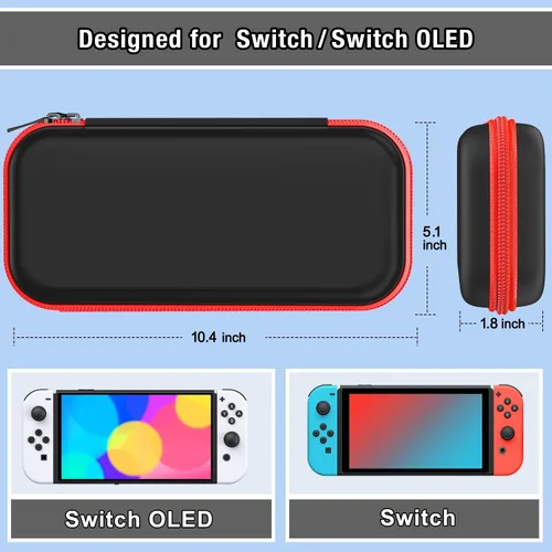 Vista 3 de Funda de transporte compatible con Nintendo Switch OLEDSwitch funda protectora de carcasa dura funda de transporte portátil con interruptores bolsa