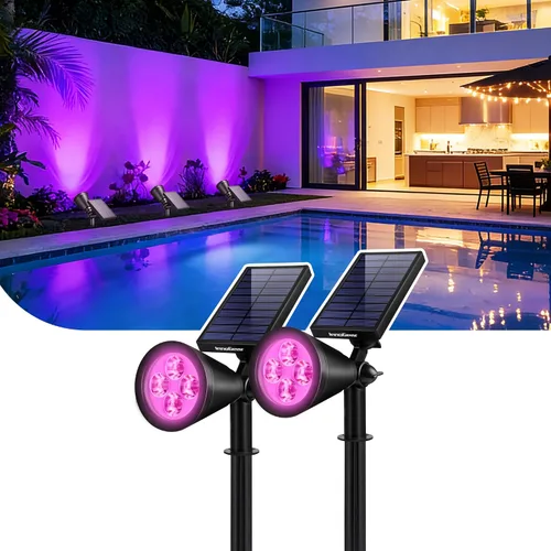 Vista 21 de InnoGear Focos solares, luces solares para exteriores, focos solares para bandera, poste de bandera, impermeable, iluminación de paisaje exterior