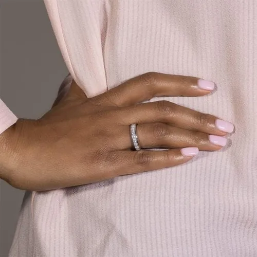Vista 6 de Anillo de moissanita de corte excelente en plata de ley 925 para compromiso de hombres y bodas