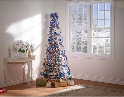 Vista 3 de Holiday PeakTM - Árbol de Navidad nevado, árbol artificial