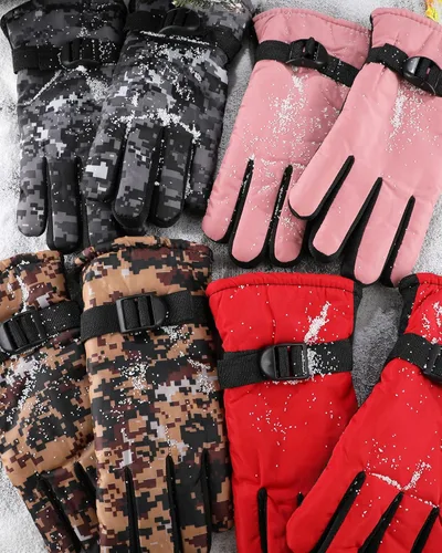 Vista 7 de SATINIOR 4 pares de guantes de esquí para niños, guantes impermeables de invierno, guantes de esquí, nieve cálidos, guantes de snowboard unisex