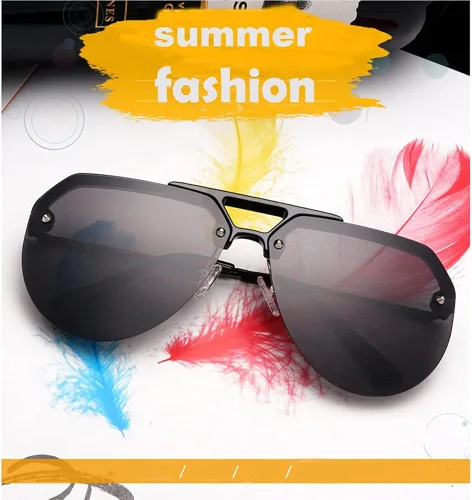 Vista 4 de KYMISINKY Gafas de sol de aviador sin montura de gran tamaño para mujeres hombres medio gafas marco UV400 protección parasol sombra KY7000S
