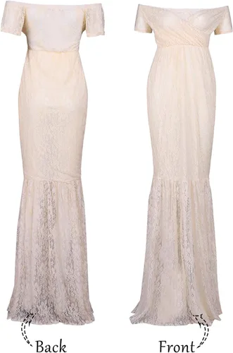 Vista 5 de Maxi vestido para embarazadas, de la marca JustVH, con encaje